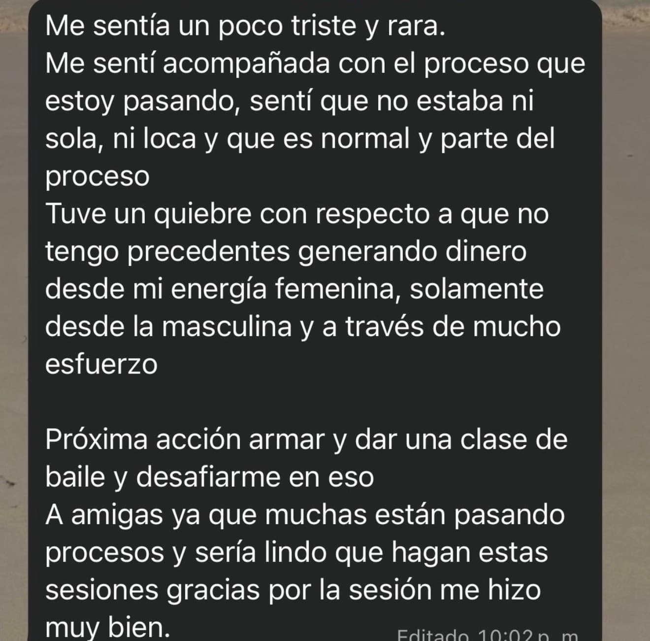 Testimonio WhatsApp - Experiencia transformadora
